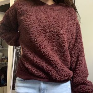 American Eagle Red Fluffy Sweater Oversized S/M